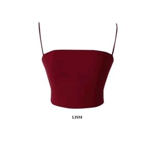 Cabernet red cropped top with built in bra - size M (asian) // XS (US)